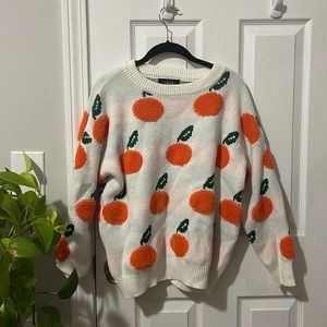 Cider Orange Fruit Sweater Size small